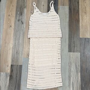 Blu Pepper Crochet crop top and Midi Skirt set